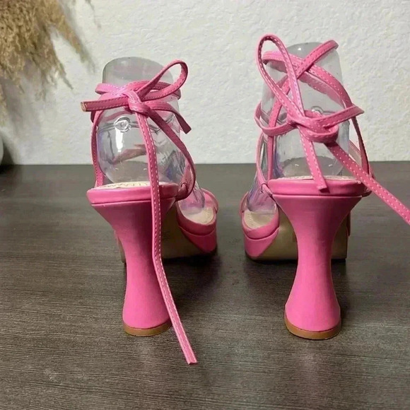 BP Netta Pink Lace Up Heel Size 9.5 (damaged) - Picture 5 of 15